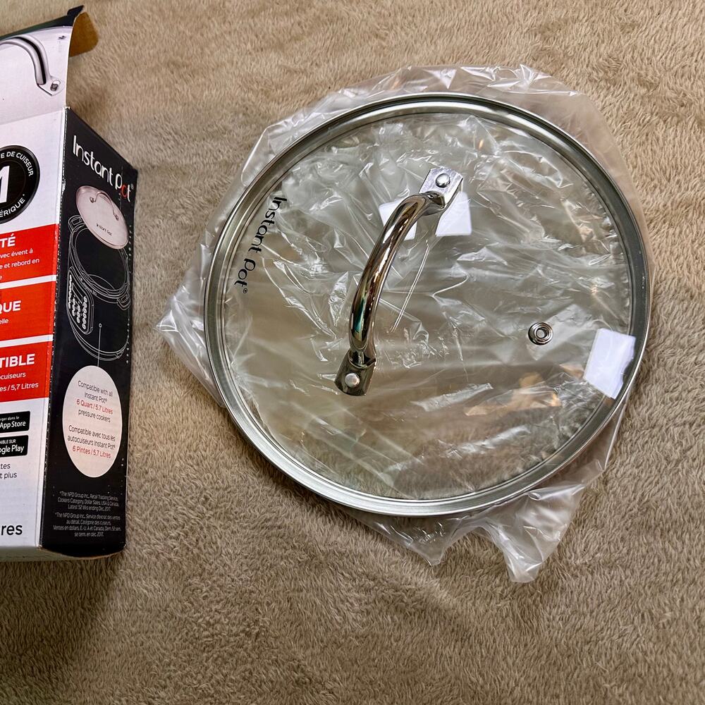 Instant Pot Glass Lid 6 Qt Tempered Glass w Steam Vent Stainless Handle - Picture 2 of 3